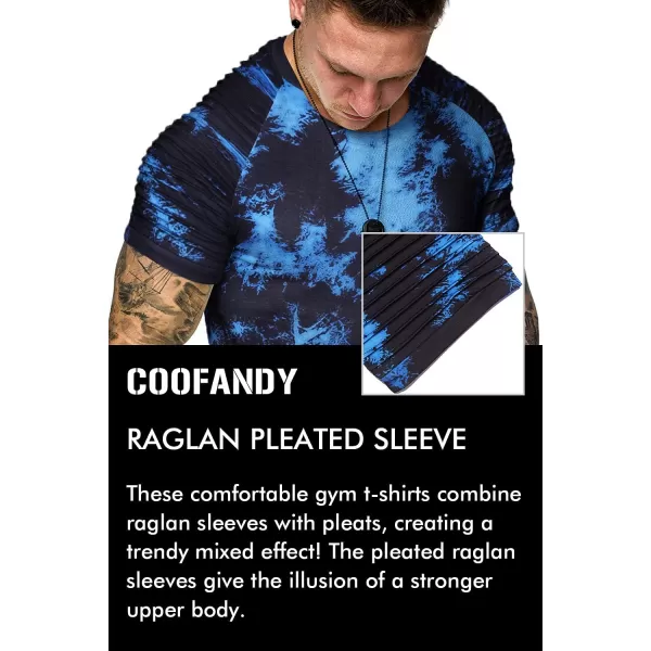 COOFANDY Men's Muscle T-Shirt Pleated Raglan Sleeve Bodybuilding Gym Tee Short Sleeve Fashion Workout Shirts Hipster Shirt)