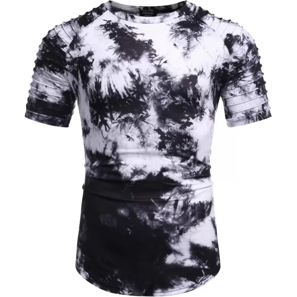 COOFANDY Men's Muscle T-Shirt Pleated Raglan Sleeve Bodybuilding Gym Tee Short Sleeve Fashion Workout Shirts Hipster Shirt)