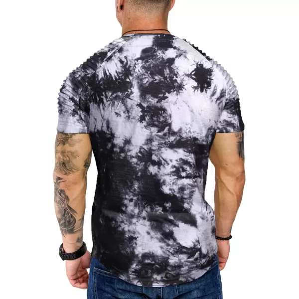 COOFANDY Men's Muscle T-Shirt Pleated Raglan Sleeve Bodybuilding Gym Tee Short Sleeve Fashion Workout Shirts Hipster Shirt)
