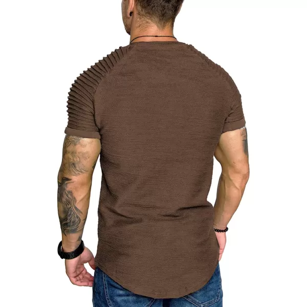 COOFANDY Men's Muscle T-Shirt Pleated Raglan Sleeve Bodybuilding Gym Tee Short Sleeve Fashion Workout Shirts Hipster Shirt