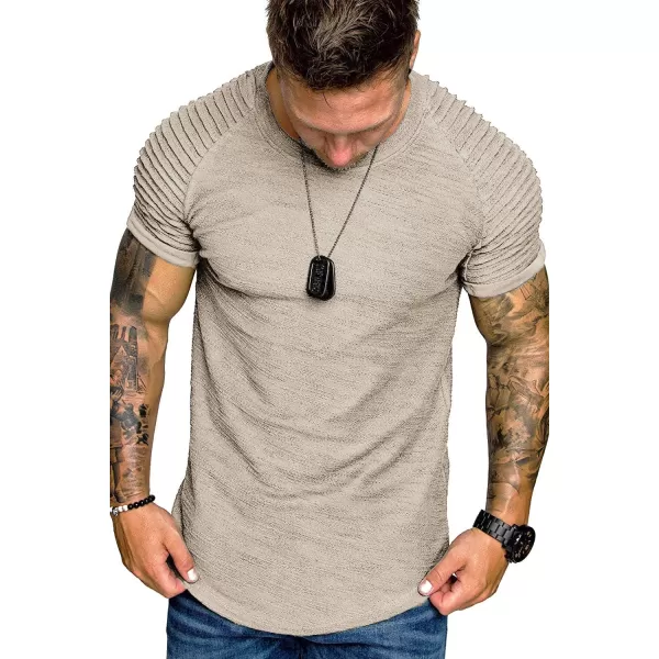 COOFANDY Men's Muscle T-Shirt Pleated Raglan Sleeve Bodybuilding Gym Tee Short Sleeve Fashion Workout Shirts Hipster Shirt