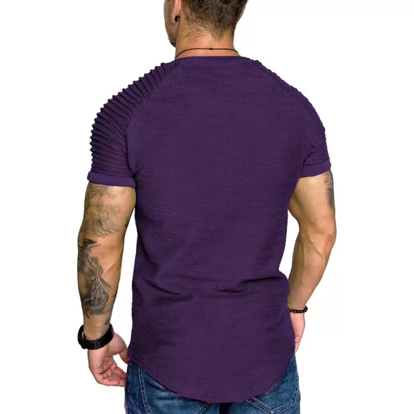 COOFANDY Men's Muscle T-Shirt Pleated Raglan Sleeve Bodybuilding Gym Tee Short Sleeve Fashion Workout Shirts Hipster Shirt