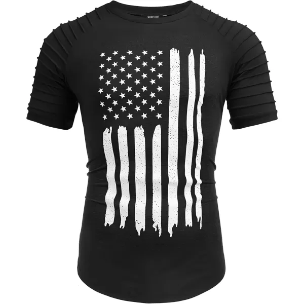 COOFANDY Men's Muscle T-Shirt Pleated Raglan Sleeve Bodybuilding Gym Tee Short Sleeve Fashion Workout Shirts Hipster Shirt