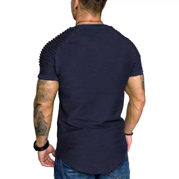 COOFANDY Men's Muscle T-Shirt Pleated Raglan Sleeve Bodybuilding Gym Tee Short Sleeve Fashion Workout Shirts Hipster Shirt