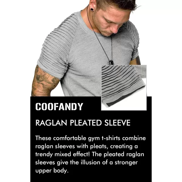 COOFANDY Men's Muscle T-Shirt Pleated Raglan Sleeve Bodybuilding Gym Tee Short Sleeve Fashion Workout Shirts Hipster Shirt