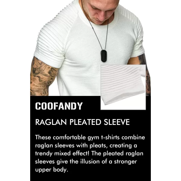 COOFANDY Men's Muscle T-Shirt Pleated Raglan Sleeve Bodybuilding Gym Tee Short Sleeve Fashion Workout Shirts Hipster Shirt