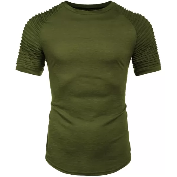 COOFANDY Men's Muscle T-Shirt Pleated Raglan Sleeve Bodybuilding Gym Tee Short Sleeve Fashion Workout Shirts Hipster Shirt
