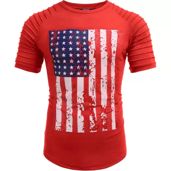 COOFANDY Men's Muscle T-Shirt Pleated Raglan Sleeve Bodybuilding Gym Tee Short Sleeve Fashion Workout Shirts Hipster Shirt