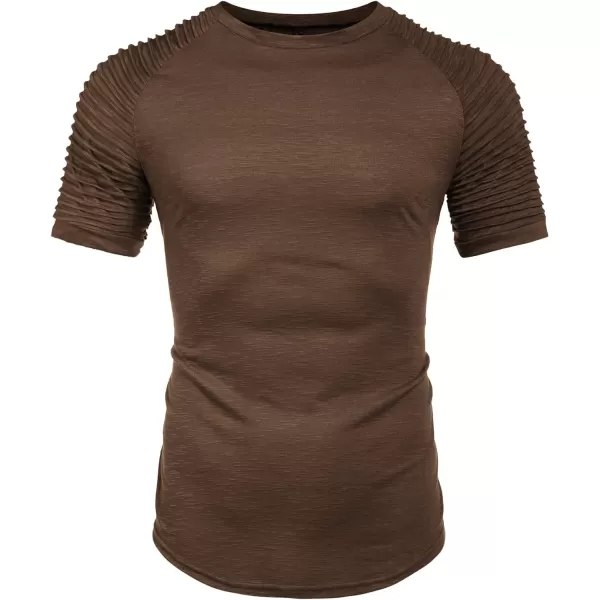 COOFANDY Men's Muscle T-Shirt Pleated Raglan Sleeve Bodybuilding Gym Tee Short Sleeve Fashion Workout Shirts Hipster Shirt