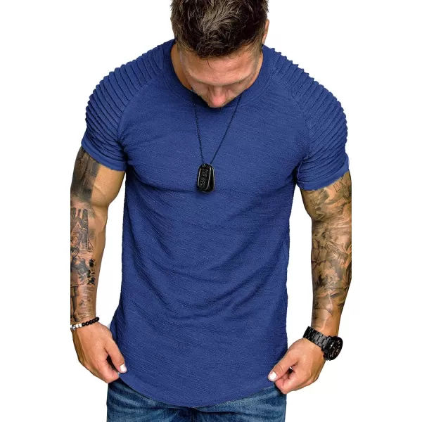 COOFANDY Men's Muscle T-Shirt Pleated Raglan Sleeve Bodybuilding Gym Tee Short Sleeve Fashion Workout Shirts Hipster Shirt