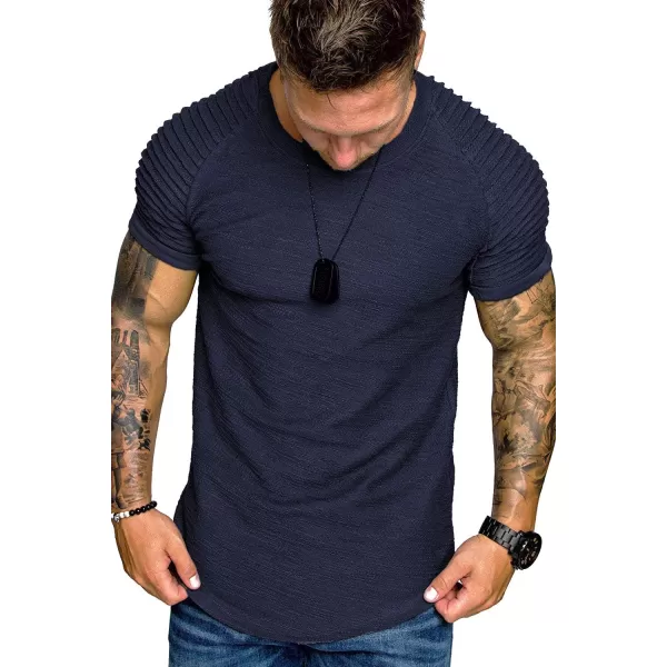 COOFANDY Men's Muscle T-Shirt Pleated Raglan Sleeve Bodybuilding Gym Tee Short Sleeve Fashion Workout Shirts Hipster Shirt