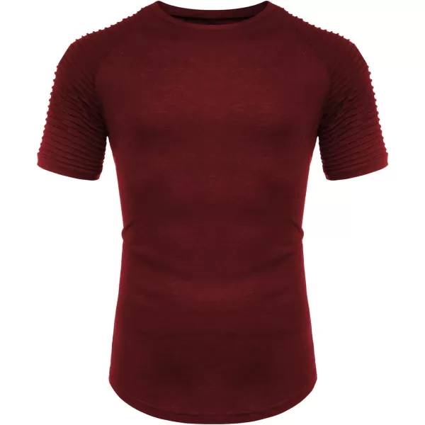 COOFANDY Men's Muscle T-Shirt Pleated Raglan Sleeve Bodybuilding Gym Tee Short Sleeve Fashion Workout Shirts Hipster Shirt