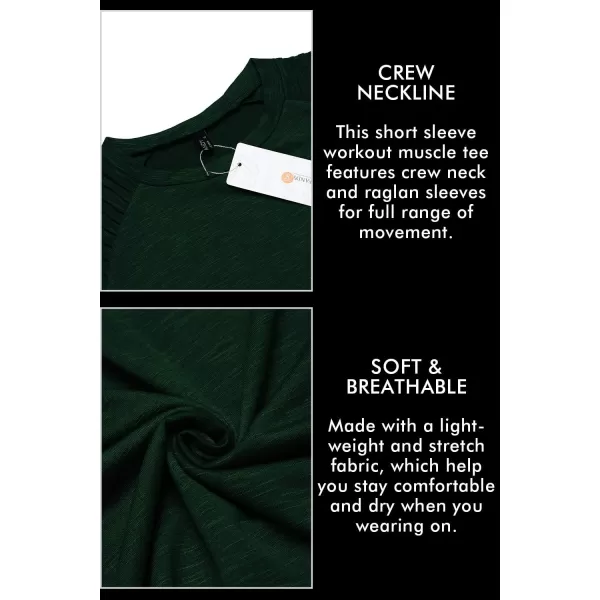 COOFANDY Men's Muscle T-Shirt Pleated Raglan Sleeve Bodybuilding Gym Tee Short Sleeve Fashion Workout Shirts Hipster Shirt