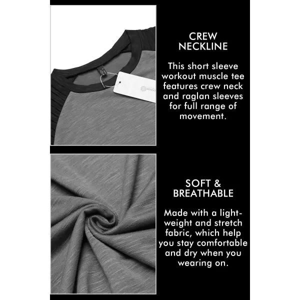 COOFANDY Men's Muscle T-Shirt Pleated Raglan Sleeve Bodybuilding Gym Tee Short Sleeve Fashion Workout Shirts Hipster Shirt)