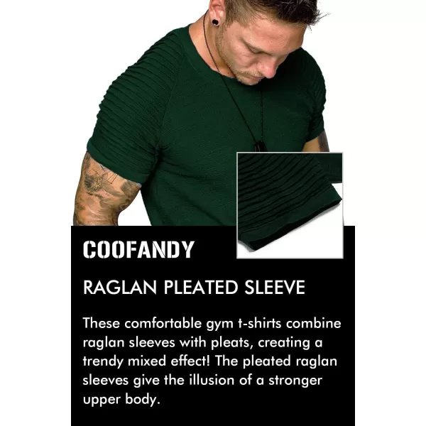 COOFANDY Men's Muscle T-Shirt Pleated Raglan Sleeve Bodybuilding Gym Tee Short Sleeve Fashion Workout Shirts Hipster Shirt