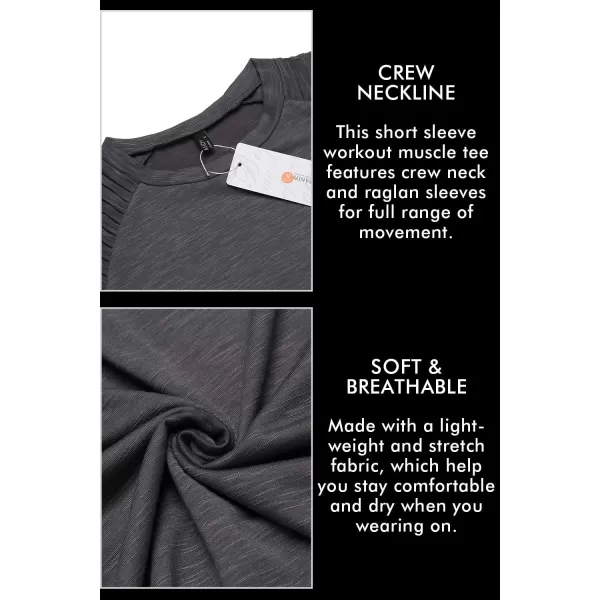 COOFANDY Men's Muscle T-Shirt Pleated Raglan Sleeve Bodybuilding Gym Tee Short Sleeve Fashion Workout Shirts Hipster Shirt