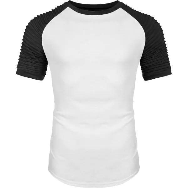 COOFANDY Men's Muscle T-Shirt Pleated Raglan Sleeve Bodybuilding Gym Tee Short Sleeve Fashion Workout Shirts Hipster Shirt)
