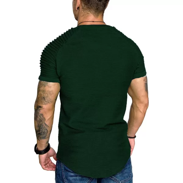 COOFANDY Men's Muscle T-Shirt Pleated Raglan Sleeve Bodybuilding Gym Tee Short Sleeve Fashion Workout Shirts Hipster Shirt