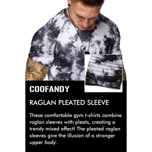 COOFANDY Men's Muscle T-Shirt Pleated Raglan Sleeve Bodybuilding Gym Tee Short Sleeve Fashion Workout Shirts Hipster Shirt)