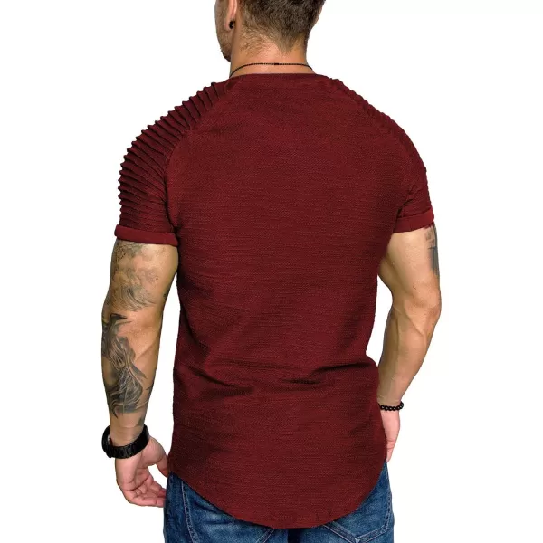 COOFANDY Men's Muscle T-Shirt Pleated Raglan Sleeve Bodybuilding Gym Tee Short Sleeve Fashion Workout Shirts Hipster Shirt