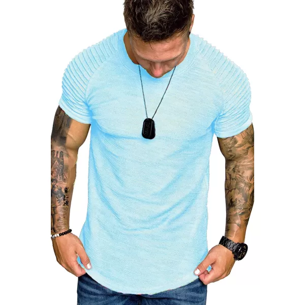 COOFANDY Men's Muscle T-Shirt Pleated Raglan Sleeve Bodybuilding Gym Tee Short Sleeve Fashion Workout Shirts Hipster Shirt
