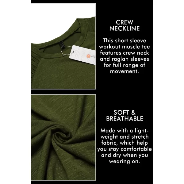 COOFANDY Men's Muscle T-Shirt Pleated Raglan Sleeve Bodybuilding Gym Tee Short Sleeve Fashion Workout Shirts Hipster Shirt