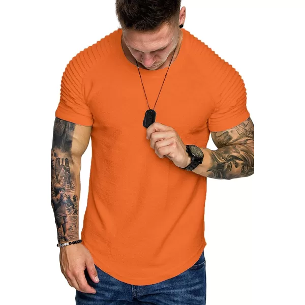 COOFANDY Men's Muscle T-Shirt Pleated Raglan Sleeve Bodybuilding Gym Tee Short Sleeve Fashion Workout Shirts Hipster Shirt