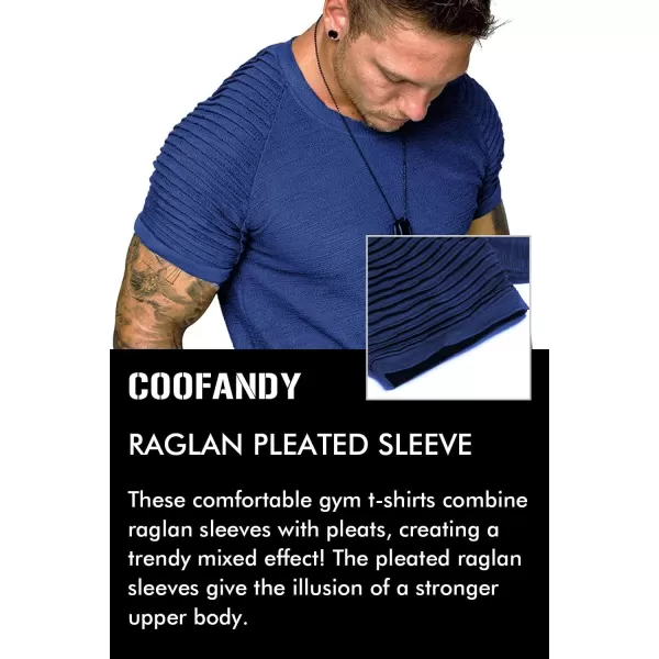 COOFANDY Men's Muscle T-Shirt Pleated Raglan Sleeve Bodybuilding Gym Tee Short Sleeve Fashion Workout Shirts Hipster Shirt