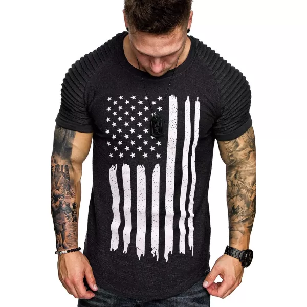 COOFANDY Men's Muscle T-Shirt Pleated Raglan Sleeve Bodybuilding Gym Tee Short Sleeve Fashion Workout Shirts Hipster Shirt