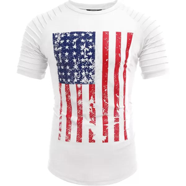 COOFANDY Men's Muscle T-Shirt Pleated Raglan Sleeve Bodybuilding Gym Tee Short Sleeve Fashion Workout Shirts Hipster Shirt
