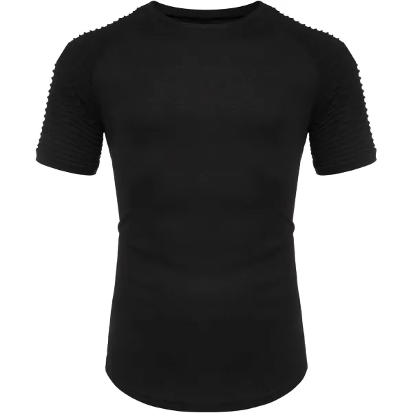 COOFANDY Men's Muscle T-Shirt Pleated Raglan Sleeve Bodybuilding Gym Tee Short Sleeve Fashion Workout Shirts Hipster Shirt