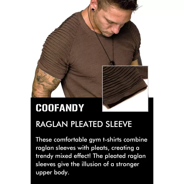 COOFANDY Men's Muscle T-Shirt Pleated Raglan Sleeve Bodybuilding Gym Tee Short Sleeve Fashion Workout Shirts Hipster Shirt