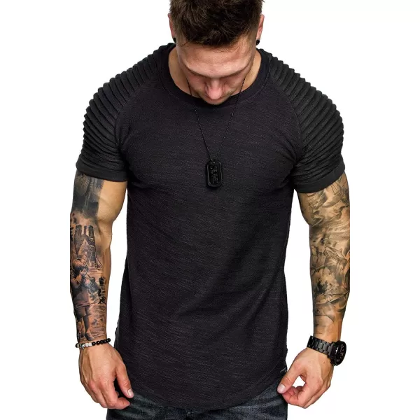 COOFANDY Men's Muscle T-Shirt Pleated Raglan Sleeve Bodybuilding Gym Tee Short Sleeve Fashion Workout Shirts Hipster Shirt