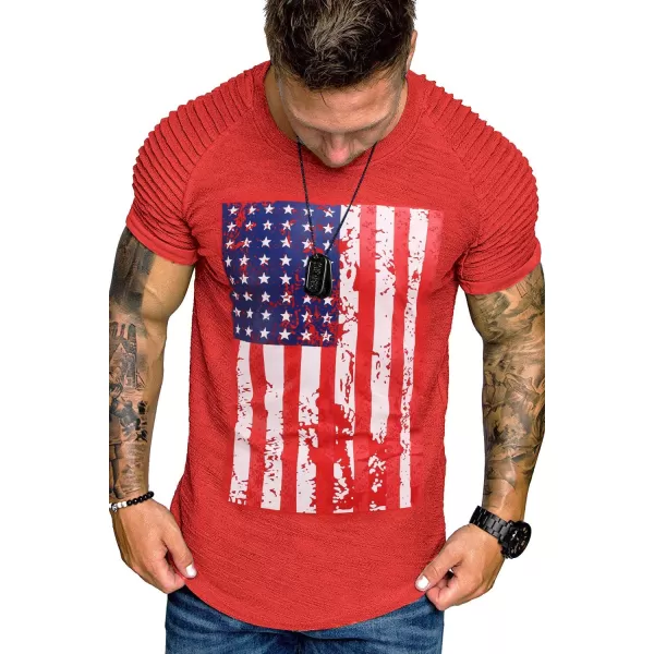 COOFANDY Men's Muscle T-Shirt Pleated Raglan Sleeve Bodybuilding Gym Tee Short Sleeve Fashion Workout Shirts Hipster Shirt