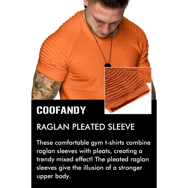 COOFANDY Men's Muscle T-Shirt Pleated Raglan Sleeve Bodybuilding Gym Tee Short Sleeve Fashion Workout Shirts Hipster Shirt