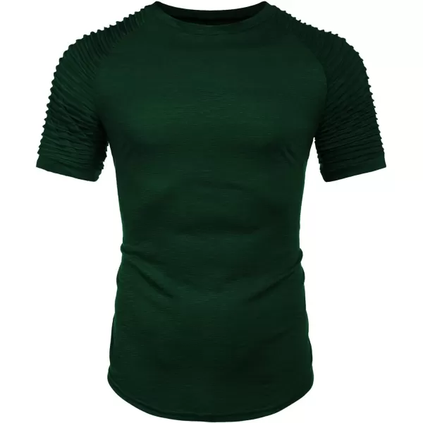 COOFANDY Men's Muscle T-Shirt Pleated Raglan Sleeve Bodybuilding Gym Tee Short Sleeve Fashion Workout Shirts Hipster Shirt