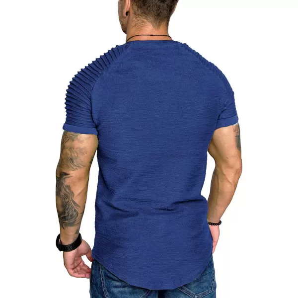 COOFANDY Men's Muscle T-Shirt Pleated Raglan Sleeve Bodybuilding Gym Tee Short Sleeve Fashion Workout Shirts Hipster Shirt