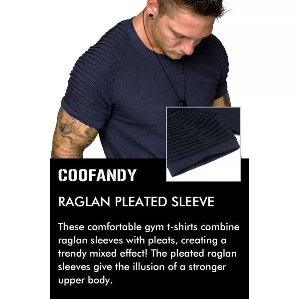 COOFANDY Men's Muscle T-Shirt Pleated Raglan Sleeve Bodybuilding Gym Tee Short Sleeve Fashion Workout Shirts Hipster Shirt