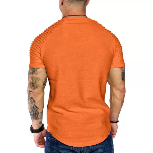 COOFANDY Men's Muscle T-Shirt Pleated Raglan Sleeve Bodybuilding Gym Tee Short Sleeve Fashion Workout Shirts Hipster Shirt