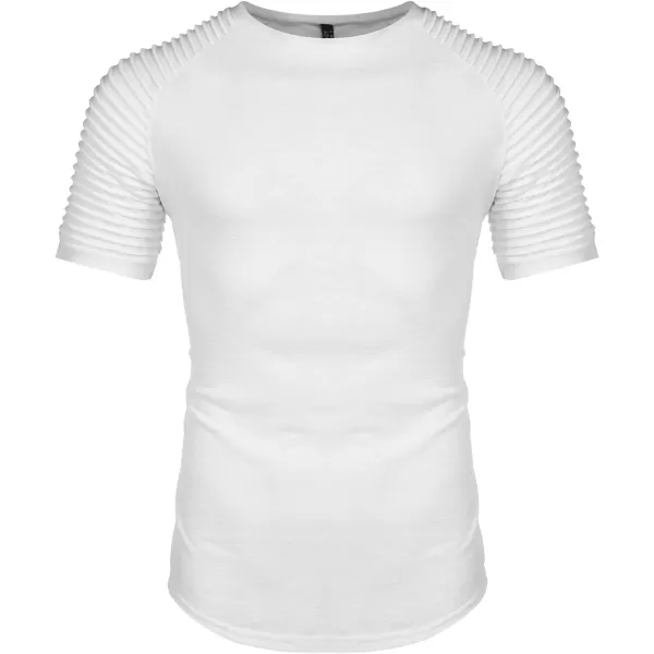 COOFANDY Men's Muscle T-Shirt Pleated Raglan Sleeve Bodybuilding Gym Tee Short Sleeve Fashion Workout Shirts Hipster Shirt