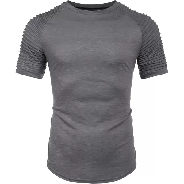 COOFANDY Men's Muscle T-Shirt Pleated Raglan Sleeve Bodybuilding Gym Tee Short Sleeve Fashion Workout Shirts Hipster Shirt