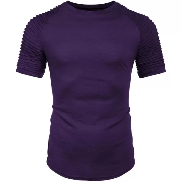 COOFANDY Men's Muscle T-Shirt Pleated Raglan Sleeve Bodybuilding Gym Tee Short Sleeve Fashion Workout Shirts Hipster Shirt