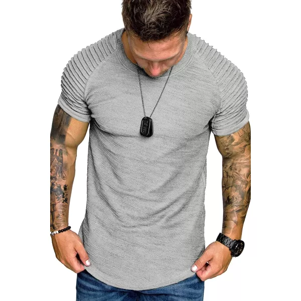 COOFANDY Men's Muscle T-Shirt Pleated Raglan Sleeve Bodybuilding Gym Tee Short Sleeve Fashion Workout Shirts Hipster Shirt