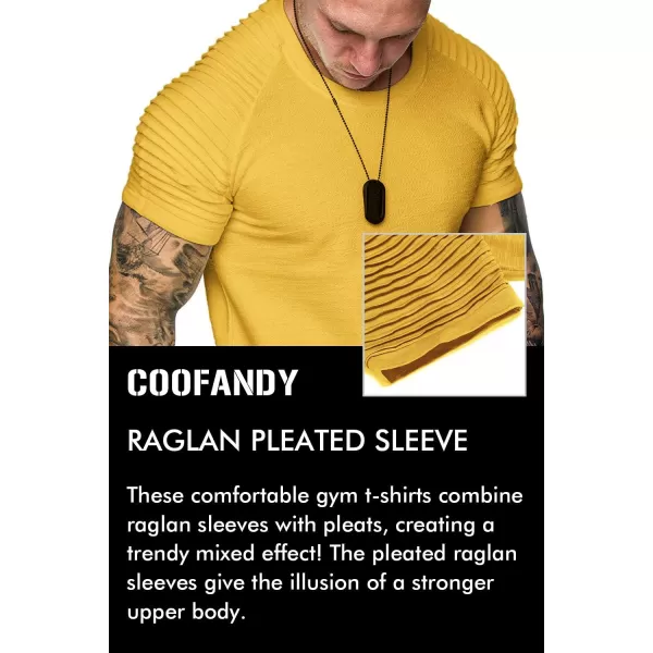 COOFANDY Men's Muscle T-Shirt Pleated Raglan Sleeve Bodybuilding Gym Tee Short Sleeve Fashion Workout Shirts Hipster Shirt