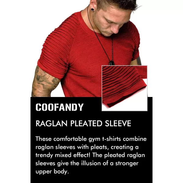 COOFANDY Men's Muscle T-Shirt Pleated Raglan Sleeve Bodybuilding Gym Tee Short Sleeve Fashion Workout Shirts Hipster Shirt
