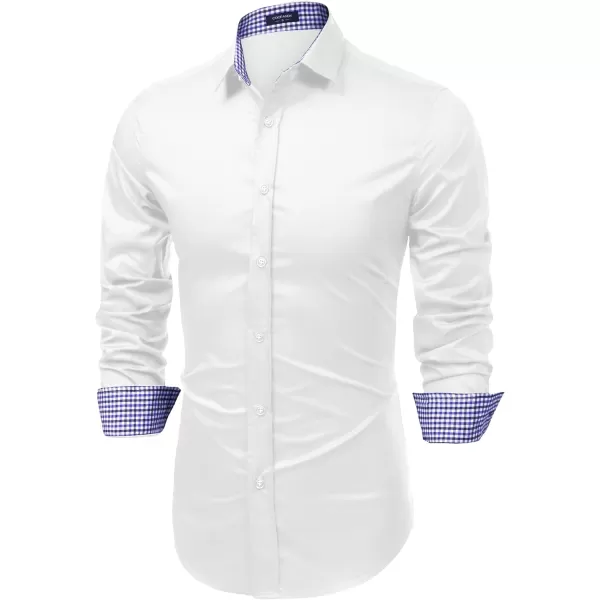 COOFANDY Mens Plaid Dress Shirt Long Sleeve Business Casual Regular Fit Button Down Shirts