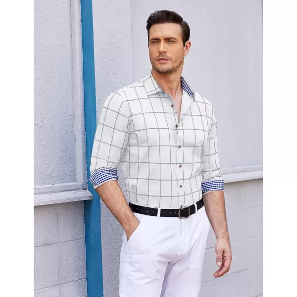 COOFANDY Mens Plaid Dress Shirt Long Sleeve Business Casual Regular Fit Button Down Shirts