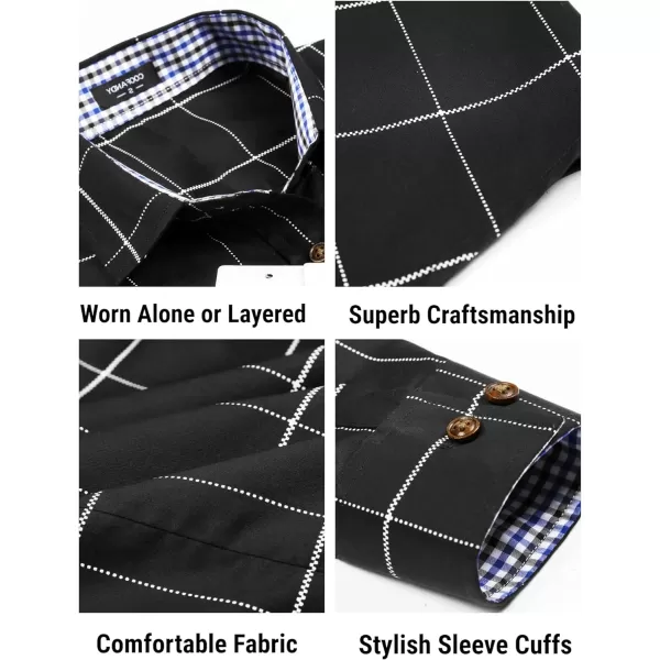 COOFANDY Mens Plaid Dress Shirt Long Sleeve Business Casual Regular Fit Button Down Shirts