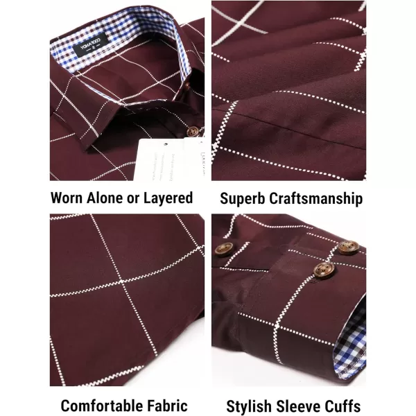 COOFANDY Mens Plaid Dress Shirt Long Sleeve Business Casual Regular Fit Button Down Shirts
