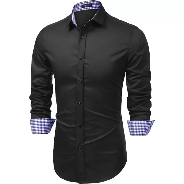 COOFANDY Mens Plaid Dress Shirt Long Sleeve Business Casual Regular Fit Button Down Shirts